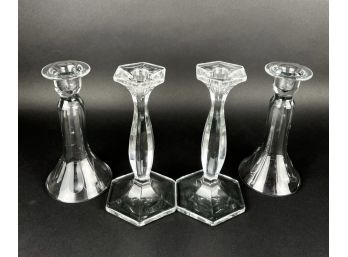 Two Pairs Of Crystal Candlesticks .