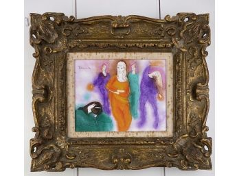 Framed Oil Painting Of Women Figures Signed Domina