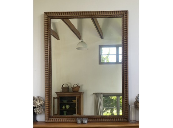 63 1/2 X 49' Wooden Mirror And Frame With Greek Key Accent