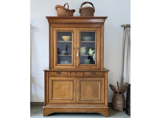 Circa Mid 1800's Antique French Breakfront Cabinet With Brass Inlay Detailing - Purchased At Fishers In SH