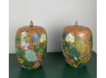 Pair Of Vintage Chinese Ginger Jars
