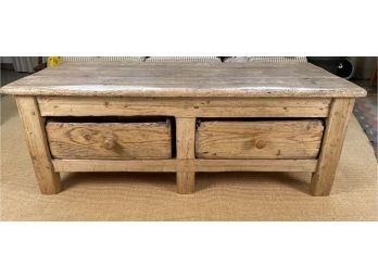 Antique Rustic Wood Coffee Table With Double Sided Drawer Storage