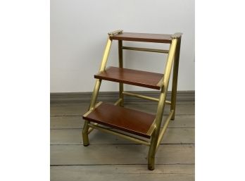 Tobia Scarpa Brass And Wood Step Ladder Or Stool