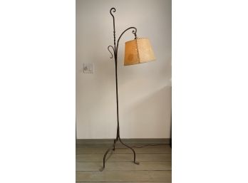 Wrought Iron Floor Lamp With Naugahyde Shade