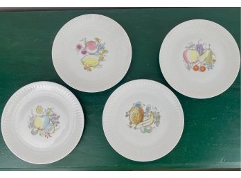 Four Hutschenreuther Selb Bavaria Germany Apart Pasco Porcelain Plates With Hand Painted Fruit