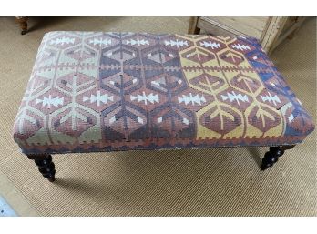 Turkish Kilim Upholstered Ottoman