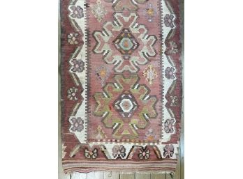 Antique Turkish Multi Color Kilim Runner Area Rug