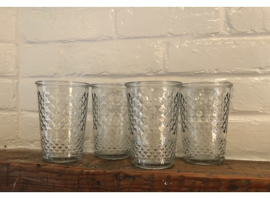 Set Of 4 Clear Glass Made In USA Water Glasses