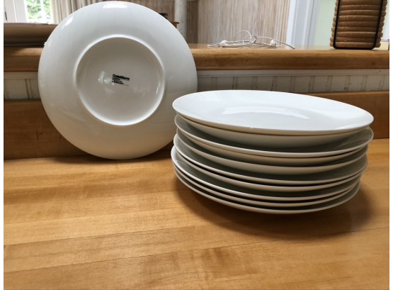 White Ceramic Crate & Barrel Salad And Dinner Plates