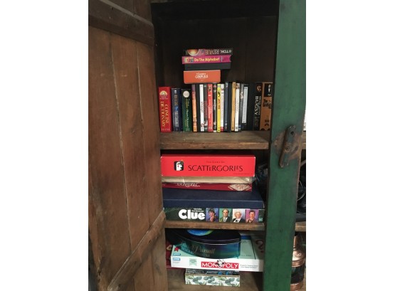 Entertainment Selection Of Board Games, Classics On DVD, VHS Tapes And Reference Books (paperbacks)