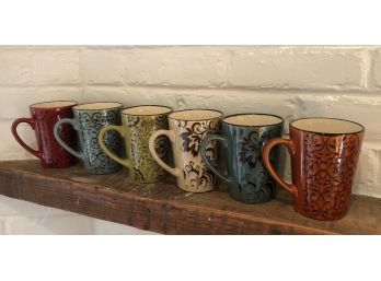 Set Of 6 Colorful Ceramic Mugs