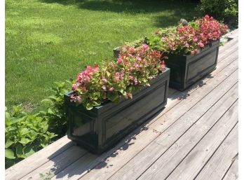 Pair Of Green Resin Planter Boxes