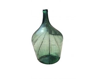 Antique, Large Green Glass DemiJohn, Carboy, Wine Or Beer Jug