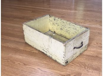 California Nature Flavored Medium Prunes, Antique Yellow Green Wooden Crate, Box With Metal Handles