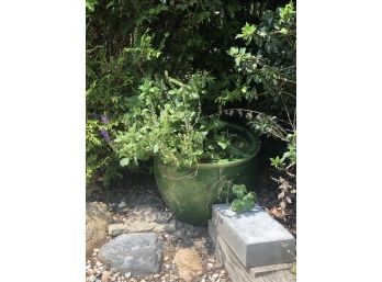 Large Green Glaze Ceramic Planter Pot (Three Of Three)