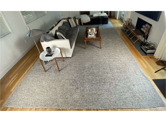 Two 10' X 8' Or 125' X 96' Marled Grey And Off White Wool Rugs