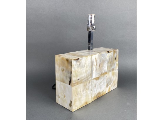 Horn Covered Rectangular Block Table Lamp