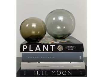 Pair Of Colored Glass Globes 5 & 7'