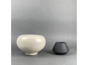Two Ceramic Containers, Black And White