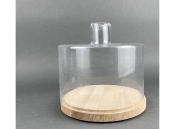 LSA International Glass And Wooden Base Cake Holder