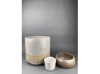 Three Stoneware Vessels In Natural Glazes