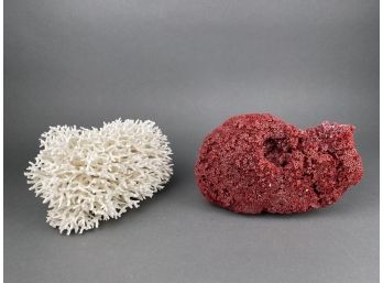 Two Large Pieces Of Coral - Red And White