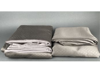 Two Restoration Hardware Bed Dressings, Duvet Cover And Blanket In Steel And Slate Grey - Queen / Full Sized