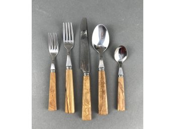 Jean Dubost Wooden Handle Table Ware Settings, Made In France - 8 Settings