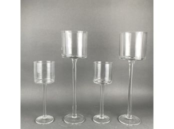 Four Tall Stemware Style Votive Or Candle Holders