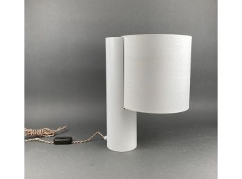George Kovacks Style White Modern Coated Aluminum Table Lamp With White Shade