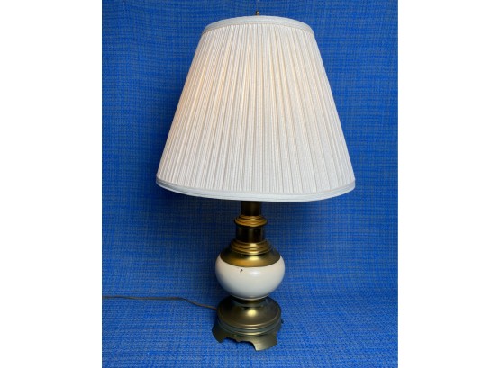 Brass And White Enamel Table Lamp