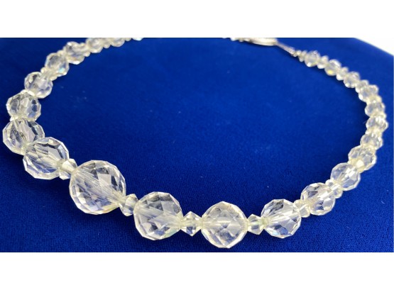 Vintage Faceted Crystal Glass Bead Collar Necklace