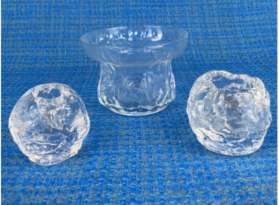 Textured Glass Candle Stick Holders And Votive Holder