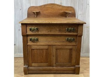 Antique Oak Dry Sink, 2 Drawer, 2 Door Cabinet
