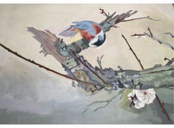 Oil Painting On Canvas Blue Bird On Branch With Dogwood Flower By Alice Johnson