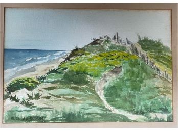 Framed Beach Landscape Watercolor By Alice Johnson