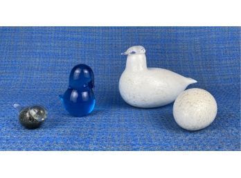 Iittala Toikka Three Glass Birds And One Glass Egg - Finland Glass