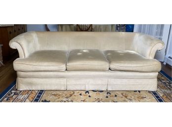 Cream Colored Rolled Arm Sofa With Bench Seat