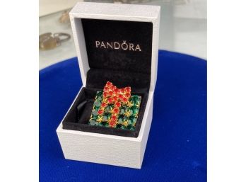 Vintage Pandora Swarovski Crystal Christmas Gift Brooch