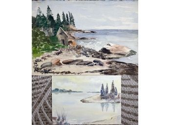 Two Water Color Paintings Of The East Hampton Beach Landscapes