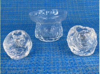 Textured Glass Candle Stick Holders And Votive Holder