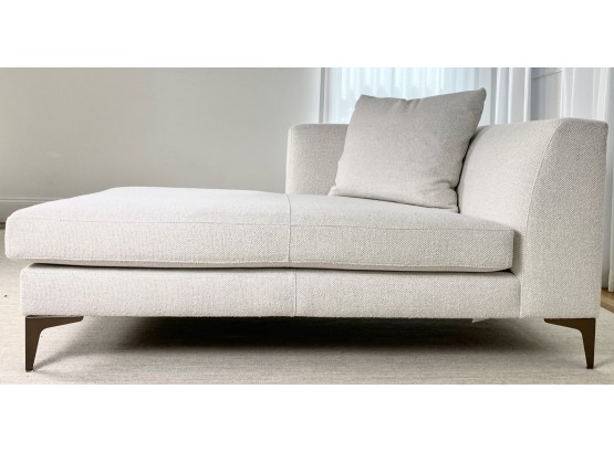 2nd Room And Board White Upholstered Chaise Lounge Settee - Left Arm Facin