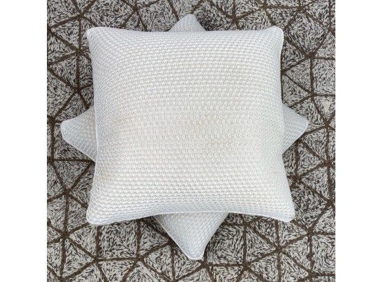 Pair Of Restoration Hardware Baby & Child Knit Cotton 22' Pillows With Restoration Hardware Down Insterts