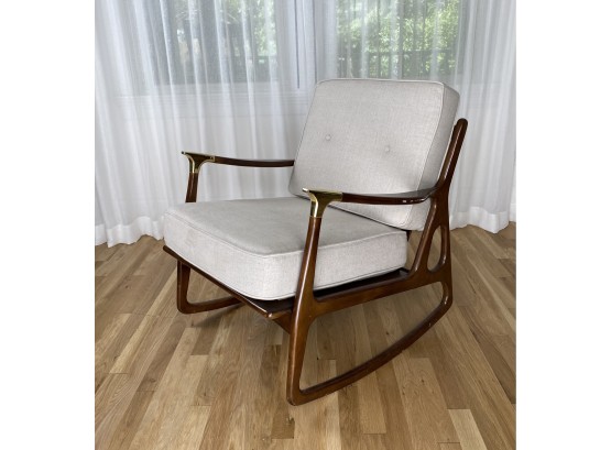 Mid Century Modern Style Rocker With Brass Tip Accent Wormley Attributed - From Anthropologie