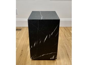 Nero Marquina Black Marble Side Table - Rectangle Block