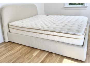 Queen Size Blu Dot Upholstered Bed Frame With Saatva Slim Luxury Firm Mattress