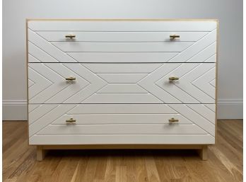 Pottery Barn Kids White And Natural Wood, Modern 3 Drawer Dresser With Changing Station Topper Option