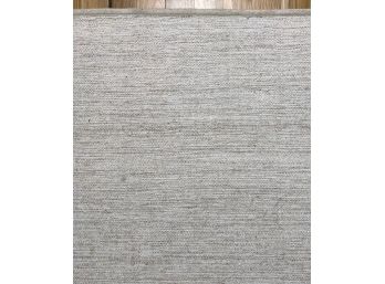 Large Custom Room Sized Light Grey And Off White Wool Woven Wool Area Rug