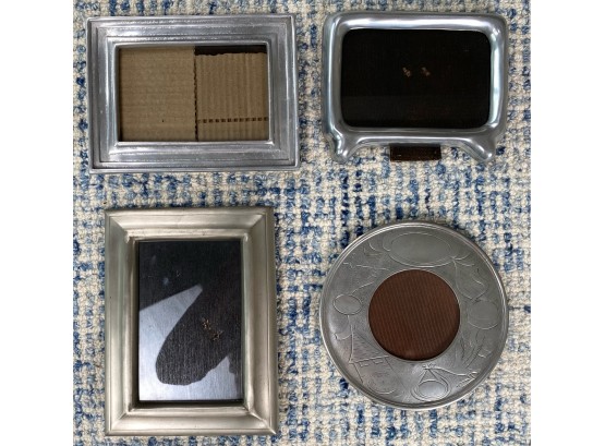 4 Pewter Or Silver Toned Picture Frames