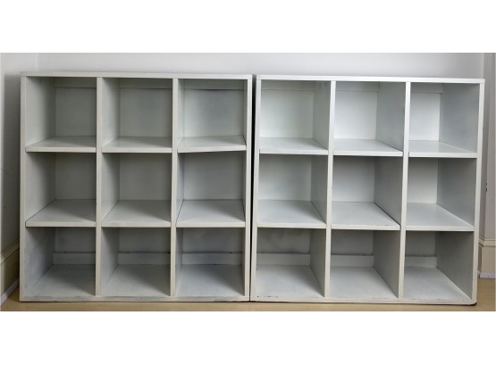 Two Pottery Barn Bedford 3 X 3 Bookcases Painted White